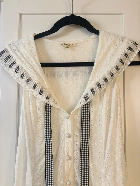 For Love and Lemons Rosie Ribbon Embroidered Cotton Mini Sundress in white - Picture 5 of 8